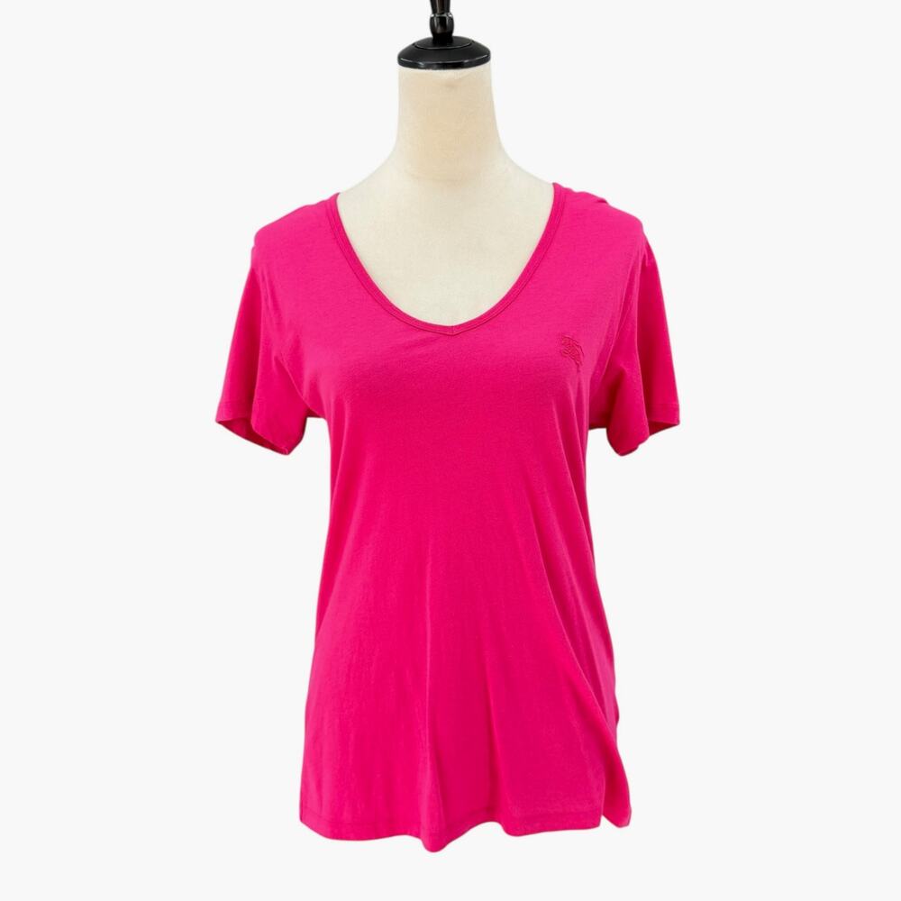 Burberry Brit NWT Briliant Fuchsia V-neck Shortsleeve Cotton Casual Top T-Shirt